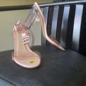 Dusty pink transparent strap heel